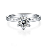 6 Prongs 1.0 Carat Round Moissanite Engagement Ring